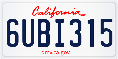 CA license plate 6UBI315