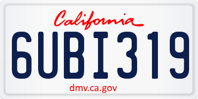 CA license plate 6UBI319