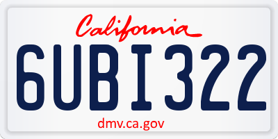 CA license plate 6UBI322