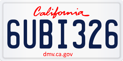 CA license plate 6UBI326