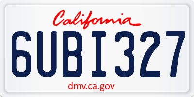 CA license plate 6UBI327