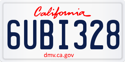 CA license plate 6UBI328