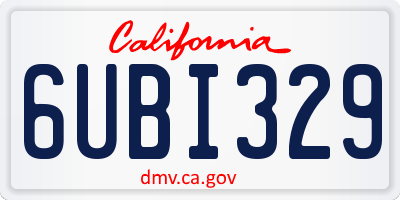 CA license plate 6UBI329