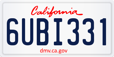 CA license plate 6UBI331