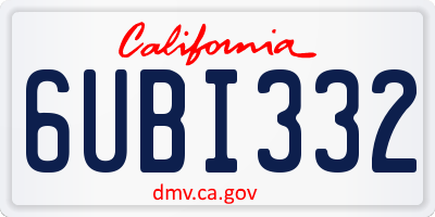 CA license plate 6UBI332