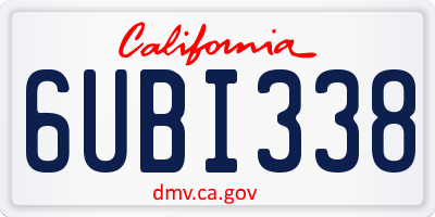 CA license plate 6UBI338