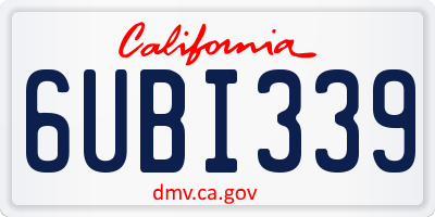 CA license plate 6UBI339