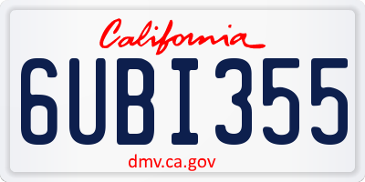 CA license plate 6UBI355