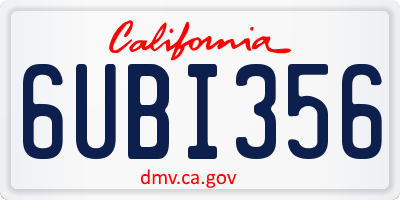 CA license plate 6UBI356
