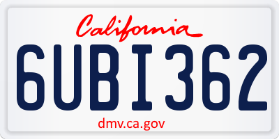 CA license plate 6UBI362
