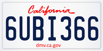 CA license plate 6UBI366