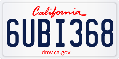 CA license plate 6UBI368