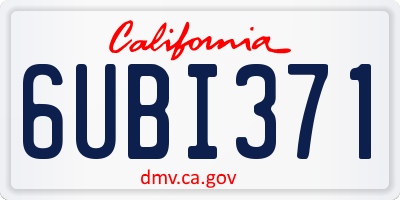 CA license plate 6UBI371