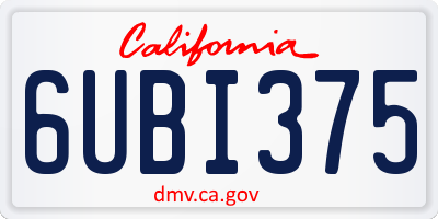 CA license plate 6UBI375