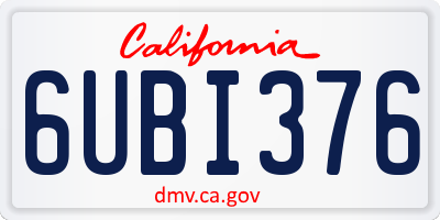 CA license plate 6UBI376