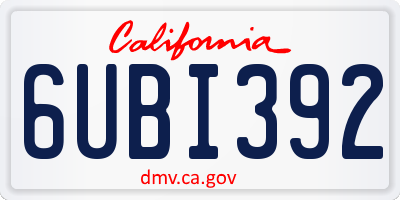 CA license plate 6UBI392