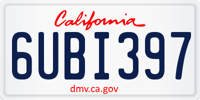 CA license plate 6UBI397