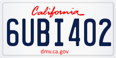 CA license plate 6UBI402