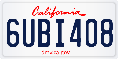 CA license plate 6UBI408