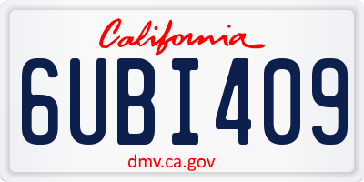 CA license plate 6UBI409
