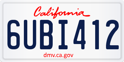 CA license plate 6UBI412