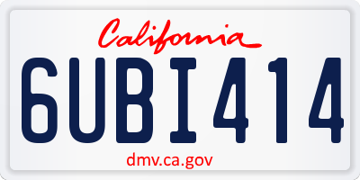 CA license plate 6UBI414