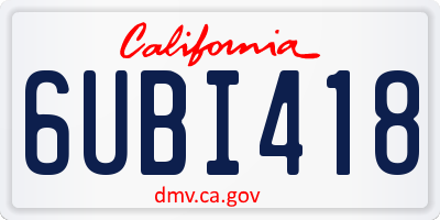 CA license plate 6UBI418
