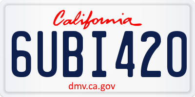 CA license plate 6UBI420