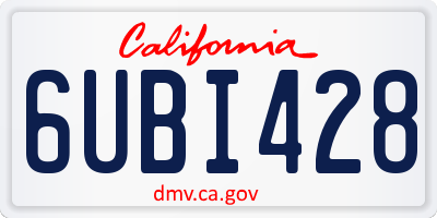 CA license plate 6UBI428