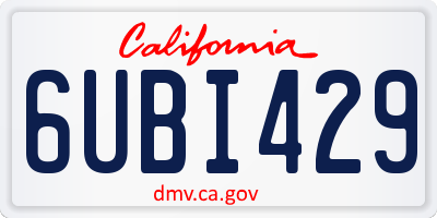 CA license plate 6UBI429