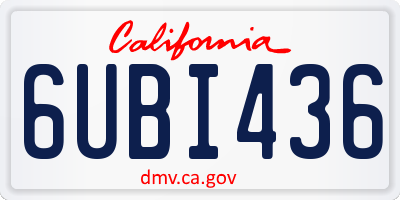 CA license plate 6UBI436