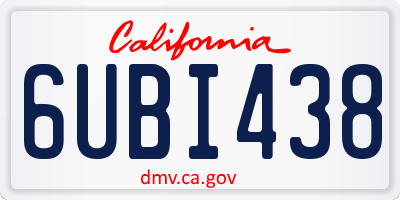 CA license plate 6UBI438