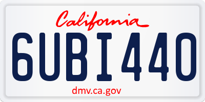 CA license plate 6UBI440