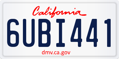 CA license plate 6UBI441