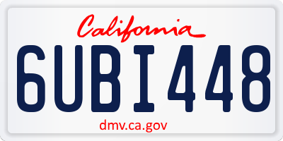 CA license plate 6UBI448
