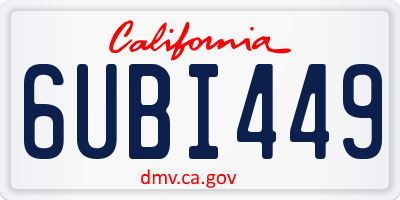 CA license plate 6UBI449