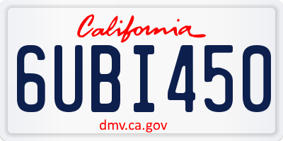 CA license plate 6UBI450