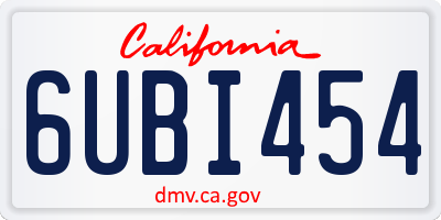 CA license plate 6UBI454