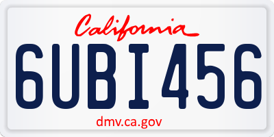 CA license plate 6UBI456