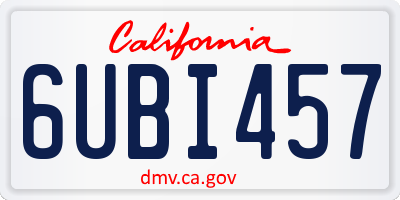 CA license plate 6UBI457