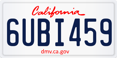 CA license plate 6UBI459