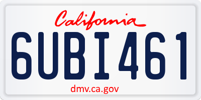 CA license plate 6UBI461