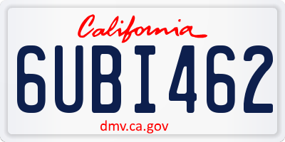 CA license plate 6UBI462