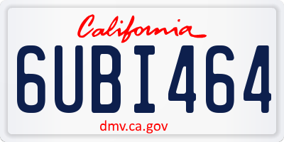 CA license plate 6UBI464