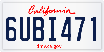 CA license plate 6UBI471