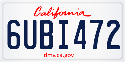 CA license plate 6UBI472
