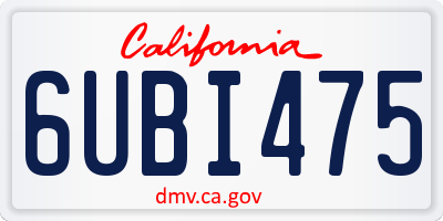 CA license plate 6UBI475