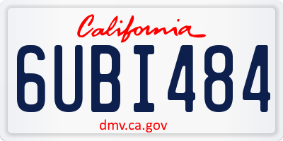 CA license plate 6UBI484