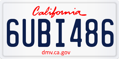 CA license plate 6UBI486