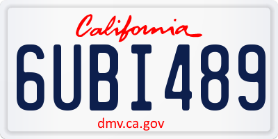 CA license plate 6UBI489
